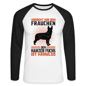 Harzer Fuchs Frauchen Hütehund Besitzerin Spruch - Unisex Baseballshirt langarm - Weiß/Schwarz - Vorne - Nik (191cm)