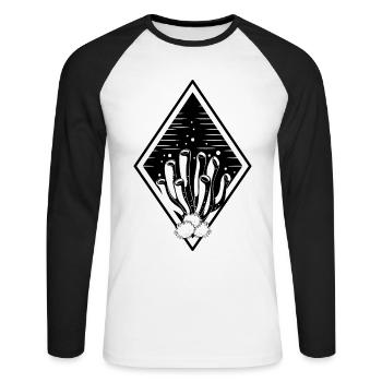 Save The Reef Plongeur Récif corallien Biologiste marin - T-shirt baseball manches longues Homme - blanc/noir - Devant - Nik (191cm)