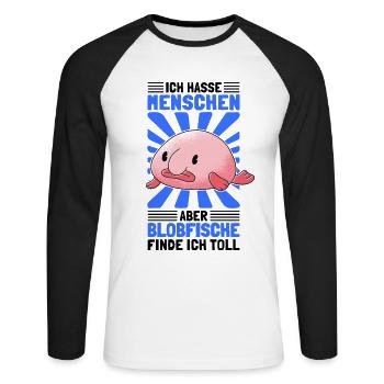 Blobfische sind toll hässlicher Fisch Geschenk - Unisex Baseballshirt langarm - Weiß/Schwarz - Vorne - Nik (191cm)