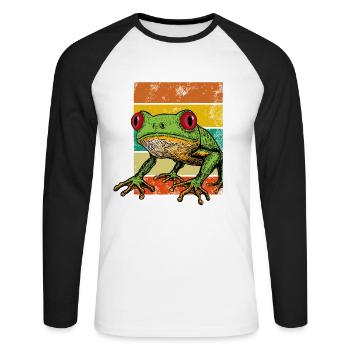 frog, frog frog owner, loves frogs, - Unisex Long Sleeve Baseball T-Shirt - white/black - Front - Nik (191cm)