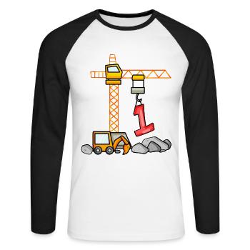 Pelle t-shirt 1 anniversaire 1 ans de garçon t-shirt - T-shirt baseball manches longues Homme - blanc/noir - Devant - Nik (191cm)