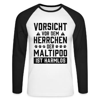 Maltipoo Herrchen Familienhund Besitzer Spruch - Unisex Baseballshirt langarm - Weiß/Schwarz - Vorne - Nik (191cm)