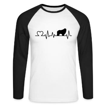 Terre-Neuve Battement de coeur Chien de montagne Cadeau - T-shirt baseball manches longues Homme - blanc/noir - Devant - Nik (191cm)