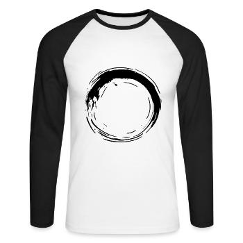 Circle Black - Circle Brush Effect Black - Unisex Long Sleeve Baseball T-Shirt - white/black - Front - Nik (191cm)