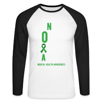 Santé mentale, santé mentale - T-shirt baseball manches longues Homme - blanc/noir - Devant - Nik (191cm)