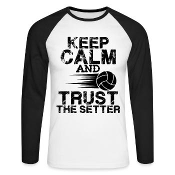 keep calm volleyball - T-shirt baseball manches longues Homme - blanc/noir - Devant - Nik (191cm)