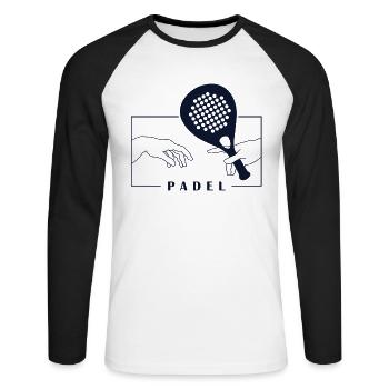 Michel-Ange Création Du Padel Adam Padel Paddle - T-shirt baseball manches longues Homme - blanc/noir - Devant - Nik (191cm)