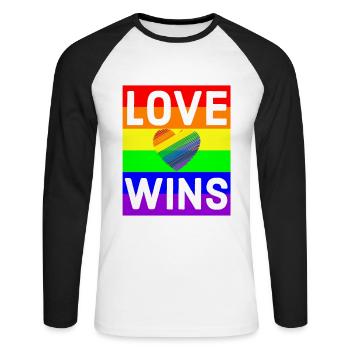 Regenbogen, Regenbogen, Regenbogen, Regenbogen, Regenbogen - Unisex Baseballshirt langarm - Weiß/Schwarz - Vorne - Nik (191cm)