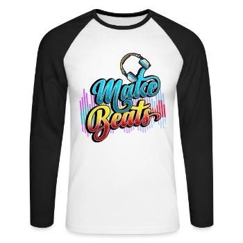 Beatmaker, Beatmaker Beat , Produzent, - Unisex Baseballshirt langarm - Weiß/Schwarz - Vorne - Nik (191cm)