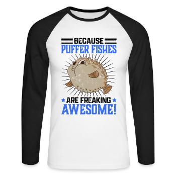 Puffer fish are great aquarium fish puffer fish - Unisex Long Sleeve Baseball T-Shirt - white/black - Front - Nik (191cm)