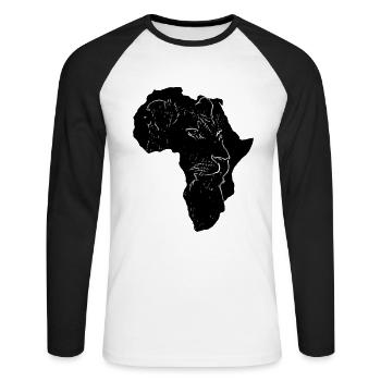 Afrique Lion - Chat Prédateur - Kenya - Chat - T-shirt baseball manches longues Homme - blanc/noir - Devant - Nik (191cm)