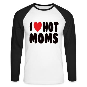 I Love Hot Moms - Unisex Baseballshirt langarm - Weiß/Schwarz - Vorne - Nik (191cm)