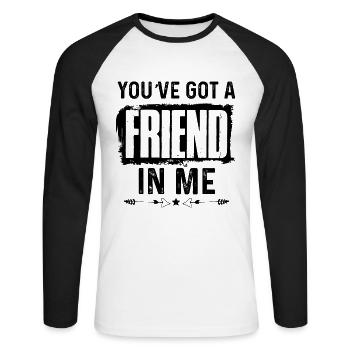 freunde freund - Unisex Baseballshirt langarm - Weiß/Schwarz - Vorne - Nik (191cm)