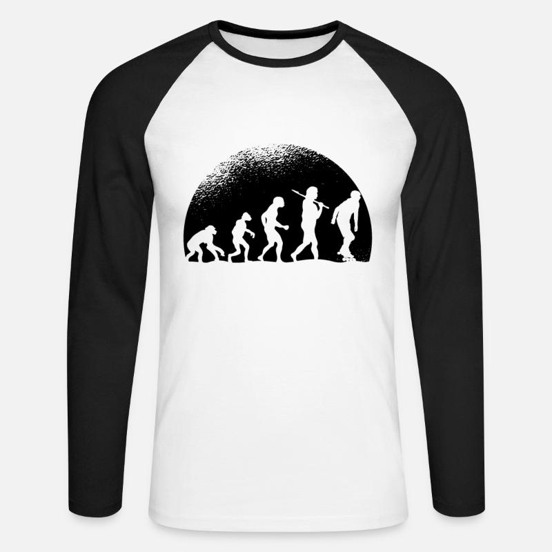 Evolution Rollschuh - Unisex Baseballshirt langarm - Weiß/Schwarz