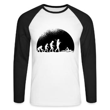 Evolution Schwimmen - Unisex Baseballshirt langarm - Weiß/Schwarz - Vorne - Nik (191cm)