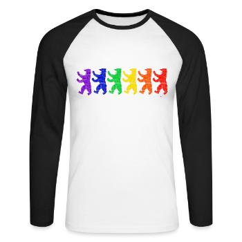 I Love Berlin - Berlin Bears - Pride Edition - Unisex Long Sleeve Baseball T-Shirt - white/black - Front - Nik (191cm)