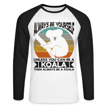 Koala Koala Bear Koalas - Unisex Long Sleeve Baseball T-Shirt - white/black - Front - Nik (191cm)