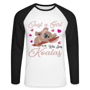 Koala Koala Bear Koalas - Unisex Long Sleeve Baseball T-Shirt - white/black - Front - Nik (191cm)