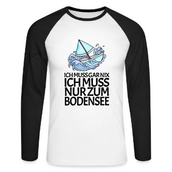 Bodensee - Unisex Baseballshirt langarm - Weiß/Schwarz - Vorne - Nik (191cm)