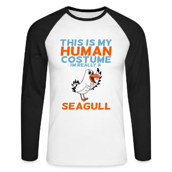 La mouette - T-shirt baseball manches longues Homme - blanc/noir - Devant - Nik (191cm)