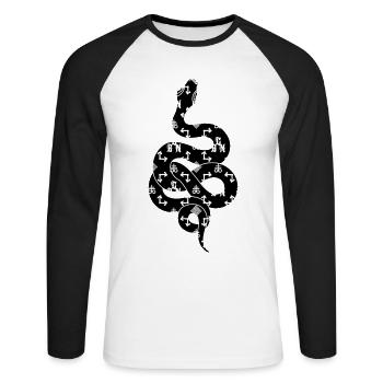 Schlange LV Logo - Unisex Baseballshirt langarm - Weiß/Schwarz - Vorne - Nik (191cm)