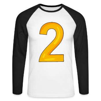 2 - T-shirt baseball manches longues Homme - blanc/noir - Devant - Nik (191cm)