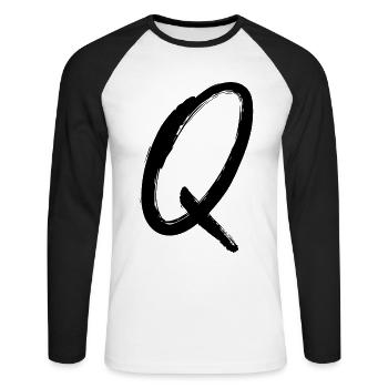 Letter Q - Unisex Long Sleeve Baseball T-Shirt - white/black - Front - Nik (191cm)