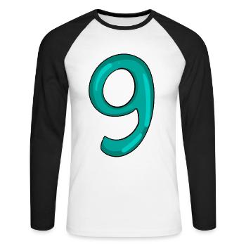 9 - T-shirt baseball manches longues Homme - blanc/noir - Devant - Nik (191cm)