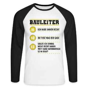 Bauleiter Bauherr - Unisex Baseballshirt langarm - Weiß/Schwarz - Vorne - Nik (191cm)