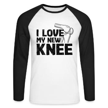 I Love My New Knee Funny Knee Surgery Replacement - Unisex Long Sleeve Baseball T-Shirt - white/black - Front - Nik (191cm)