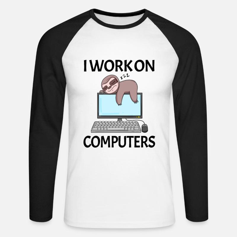 Computer Nerd Programmierer Herren Geschenk - Unisex Baseballshirt langarm - Weiß/Schwarz