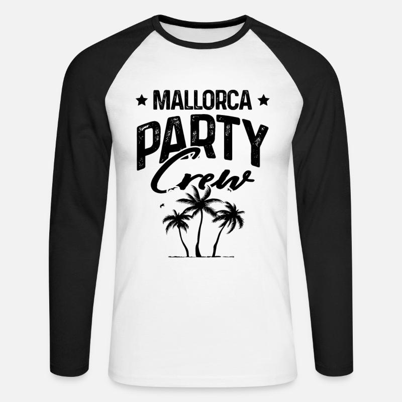 Mallorca Party Crew - Unisex Baseballshirt langarm - Weiß/Schwarz