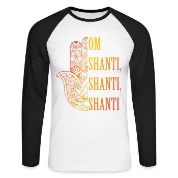 Om Shanti Hamsa Spiritual Peace Design - Unisex Long Sleeve Baseball T-Shirt - white/black - Front - Nik (191cm)