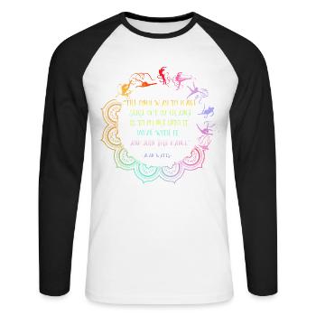 Embrace Chaos Alan Watts Inspirational Quote - Unisex Long Sleeve Baseball T-Shirt - white/black - Front - Nik (191cm)