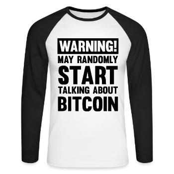 avertissement bitcoin - T-shirt baseball manches longues Homme - blanc/noir - Devant - Nik (191cm)