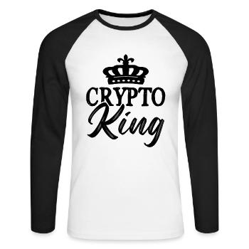 Crypto Roi Bitcoin - T-shirt baseball manches longues Homme - blanc/noir - Devant - Nik (191cm)
