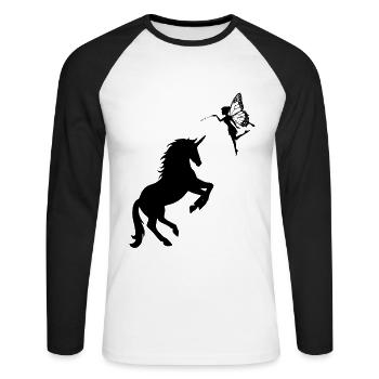 Fée Fées Elfes Mouches Licornes Magique Créature fabuleuse - T-shirt baseball manches longues Homme - blanc/noir - Devant - Nik (191cm)