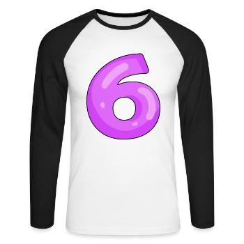 6 Lila - T-shirt baseball manches longues Homme - blanc/noir - Devant - Nik (191cm)