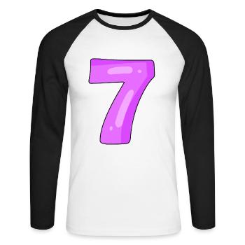 7 violet - T-shirt baseball manches longues Homme - blanc/noir - Devant - Nik (191cm)