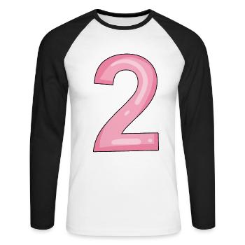 2 rosa - Unisex Baseballshirt langarm - Weiß/Schwarz - Vorne - Nik (191cm)