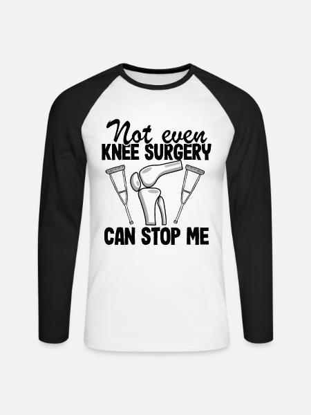Knæoperation kirurgi gave opsving siger sjovt - Langærmet herre-baseballshirt - hvid/sort