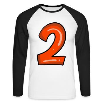 2 rot - Unisex Baseballshirt langarm - Weiß/Schwarz - Vorne - Nik (191cm)