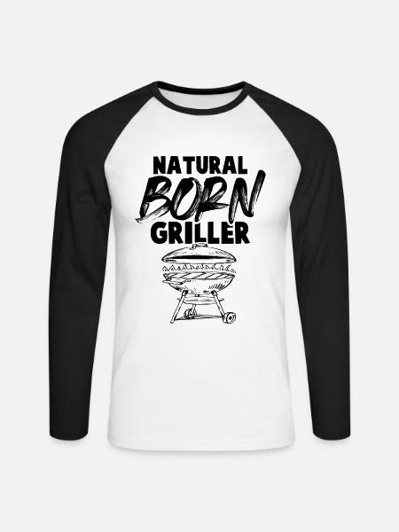 born griller grill - Unisex Long Sleeve Baseball T-Shirt - white/black