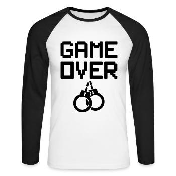 game over bräutigam - Unisex Baseballshirt langarm - Weiß/Schwarz - Vorne - Nik (191cm)