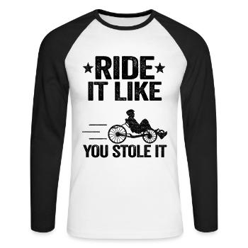 Liegefahrrad Lustig Liegerad Liegeradfahrer - Unisex Baseballshirt langarm - Weiß/Schwarz - Vorne - Nik (191cm)