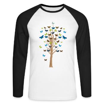 papillon insectes cadeau de jardin - T-shirt baseball manches longues Homme - blanc/noir - Devant - Nik (191cm)