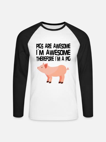 PIG OWNER / PIG FARMER GIFT IDEA: Pigs Are Awesome - Unisex Long Sleeve Baseball T-Shirt - white/black
