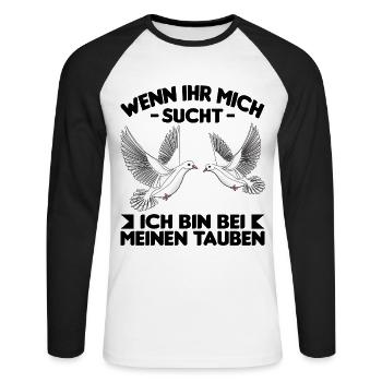 Taubenschlag Brieftaube Taube Tauben - Unisex Baseballshirt langarm - Weiß/Schwarz - Vorne - Nik (191cm)