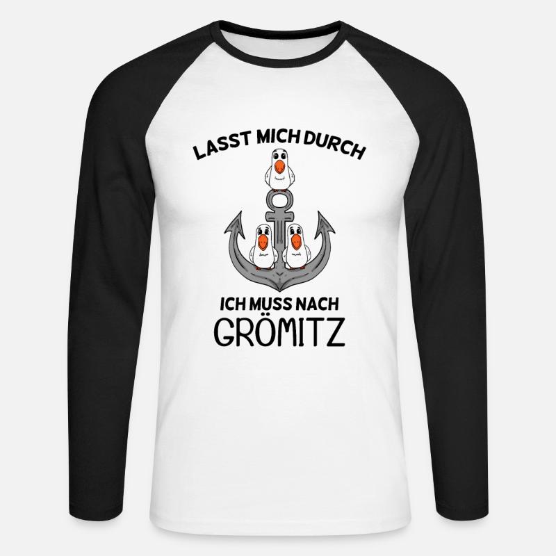 Grömitz Ostsee Spruch Geschenk - Unisex Baseballshirt langarm - Weiß/Schwarz
