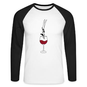 Amateurs de vin saut de tête Vino Illustration Girls - T-shirt baseball manches longues Homme - blanc/noir - Devant - Nik (191cm)